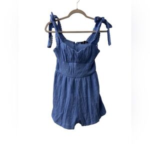 Trixxi Blue Romper with Bow Straps